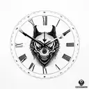 clock timed 1:13 with  skull wolf I love you tattoo design idea