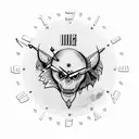 clock timed 13:13 with  skull wolf tattoo design idea
