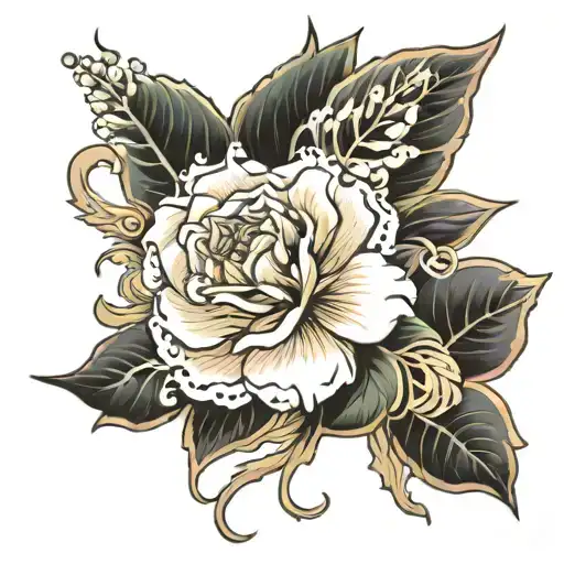 Lucy memorial traditional flower tattoo design idea