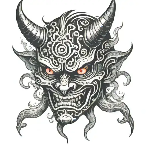 demon mask tattoo design idea