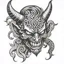 demon mask tattoo design idea