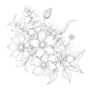 Tatarian aster and honeysuckle flowers tattoo design idea