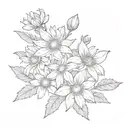 Tatarian aster and honeysuckle flowers tattoo design idea