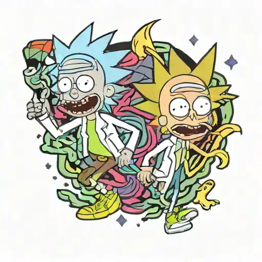 Rick and morty wearing air Jordan 1 tattoo design idea