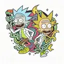 Rick and morty wearing air Jordan 1 tattoo design idea