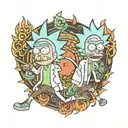Rick and morty wearing air Jordan 1 tattoo design idea