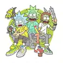 Rick and morty wearing air Jordan 1 tattoo design idea