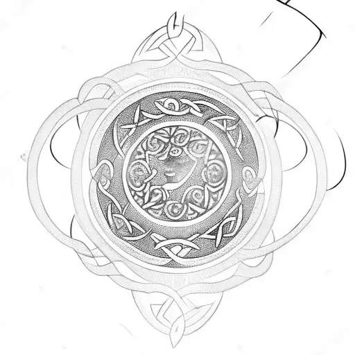 celtic sun and moon tattoo design idea