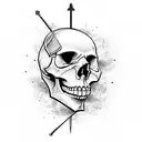 skull with open mouth, a sword, a watch, a helmet tattoo design idea