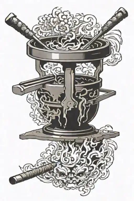 band tattoo anvil surrounded with tongs holding burning tattoo design idea