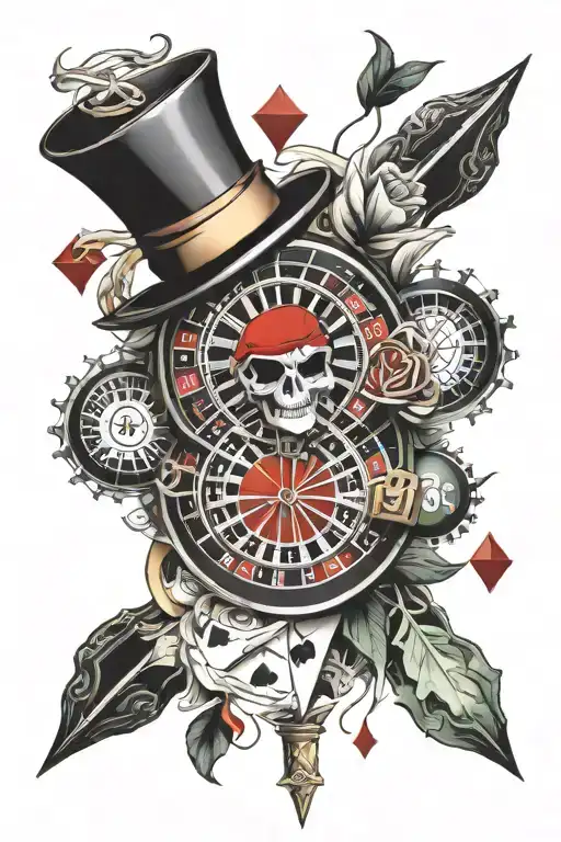 roulette and joker tattoo design idea