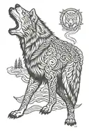 wolf, black  hawk tattoo design idea