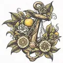 ship anchor lemon bush branch long tattoo design idea