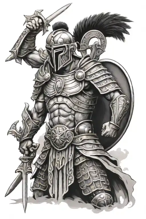 Roman sparta warrior tattoo design idea