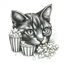 cat popcorn  tattoo design idea
