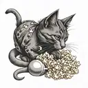 cat popcorn  tattoo design idea