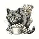 cat popcorn  tattoo design idea