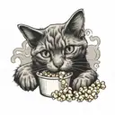 cat popcorn  tattoo design idea