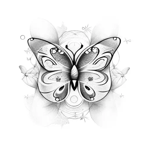 Virgo sign with butterflies coming out of it tattoo design idea