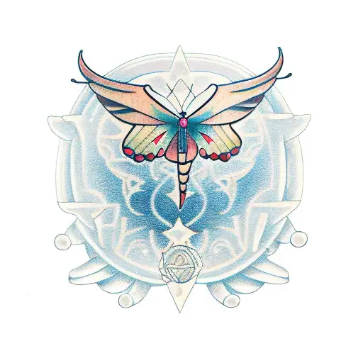 Virgo zodiac sign as the body on a butterfly tattoo design idea