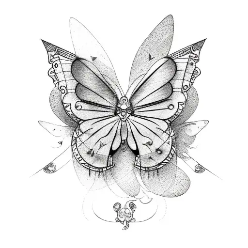 virgo zodiac sign with butterflies tattoo design idea