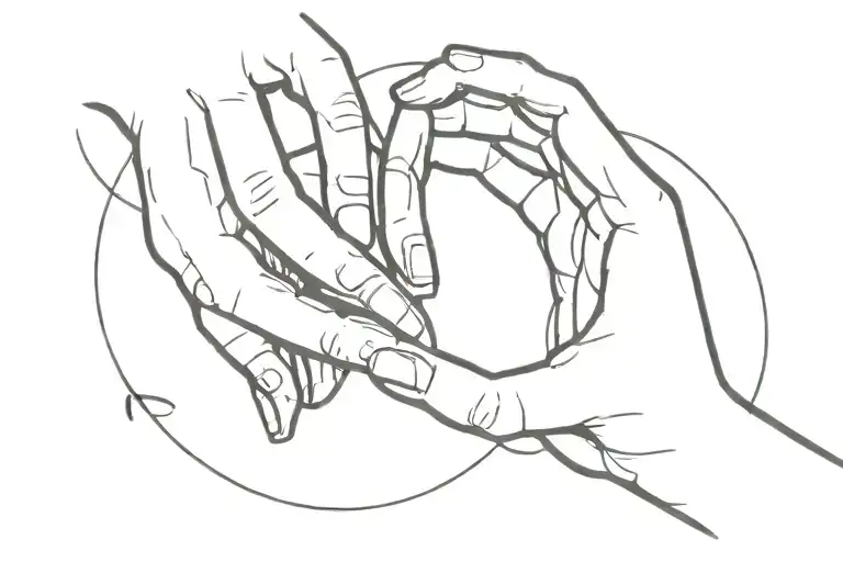 A minimalist tattoo of two hands reaching towards each other, symbolizing the unconditional love and support between siblings tattoo design idea