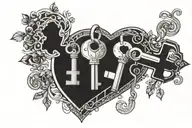 A minimalist design of a key and lock, symbolizing the idea that your sister holds the key to your heart tattoo design idea