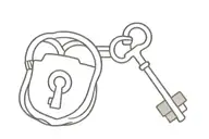 A minimalist design of a key and lock, symbolizing the idea that your sister holds the key to your heart tattoo design idea