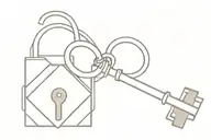 A minimalist design of a key and lock, symbolizing the idea that your sister holds the key to your heart tattoo design idea