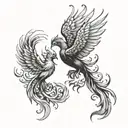 couples tattoo Phoenix rising from fire tattoo design idea