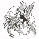 couples tattoo Phoenix rising from fire tattoo design idea