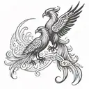 couples tattoo Phoenix rising from fire tattoo design idea