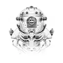 A dotwork tattoo depicting Ansh and Aryan surrounded by futuristic AI technology tattoo design idea