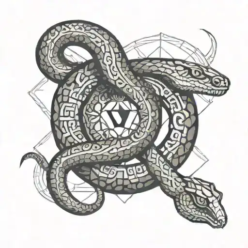 snake coiled with third eye tattoo design idea