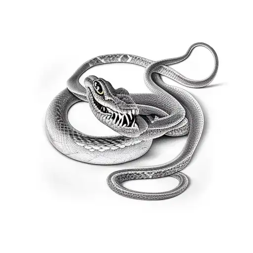 Realism "Snake Open Mouth Wrapped Around Arm" Tattoo Idea - BlackInk AI