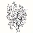 A bouquet of lily of the valley and venus flytraps wrapped in poison ivy and poison oak vines tattoo design idea