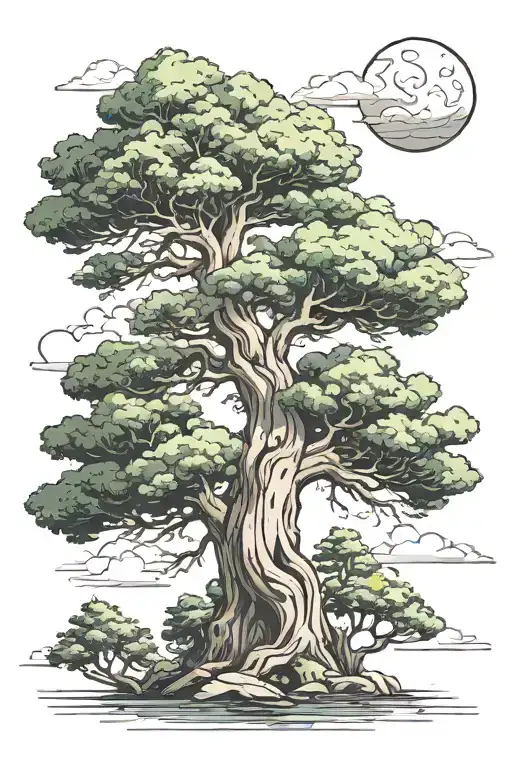 Dreamy cypress Tree growing tattoo design idea