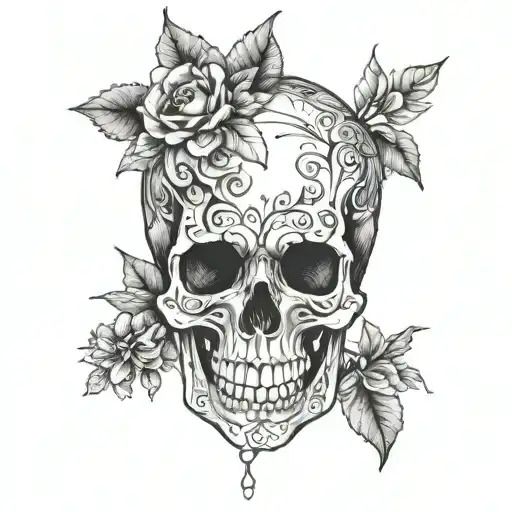 half flesh skull dark and beautiful blackwork tattoo tattoo design idea