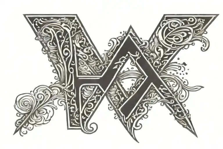 444 written within Letter K and P  tattoo design idea