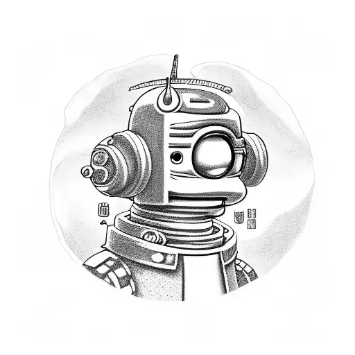 Bender from futurama if he is a samurais tattoo design idea