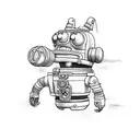 Bender, Fry and Leela from futurama if they are samurais tattoo design idea