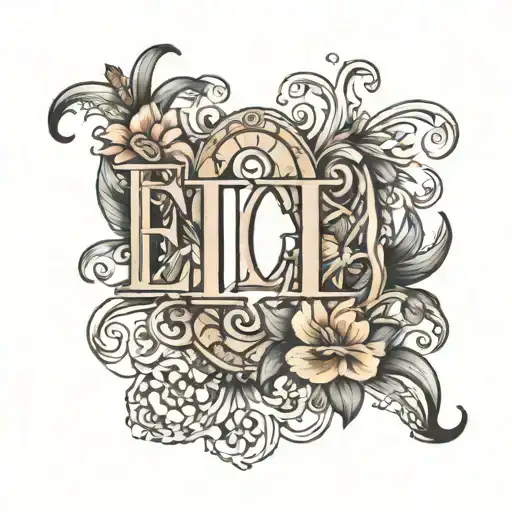Ella name with June 17th 2022 in Roman numerals under the name  tattoo design idea