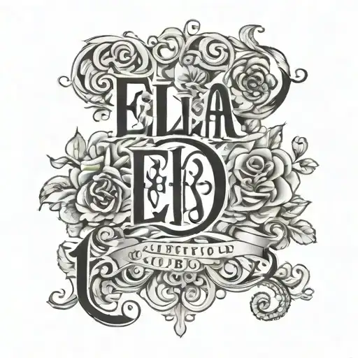 Ella name with June 17th 2022 in Roman numerals under the name  tattoo design idea