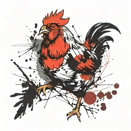 chicken and a pig tattoo design idea
