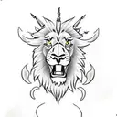 cartoon lion, bull and crab heads tattoo design idea