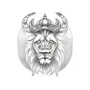 cartoon lion, bull and crab heads tattoo design idea