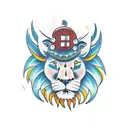 cartoon lion, bull and crab heads tattoo design idea