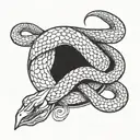 snakw with knife tattoo design idea