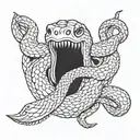 snakw with knife tattoo design idea