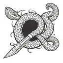 snakw with knife tattoo design idea